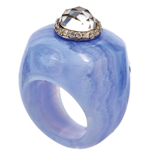 Кольцо из камня голубого агата