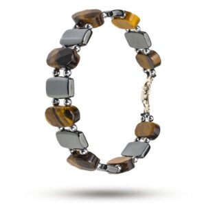 Браслет из натурального камня гематит, тигровый глаз, Флавио