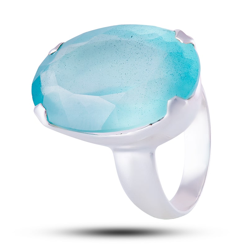 Кольцо серебряное с аквамарином