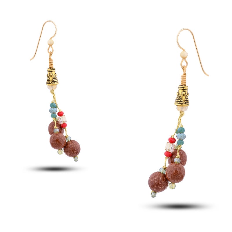 Серьги "Ветка смородины", камень авантюрин