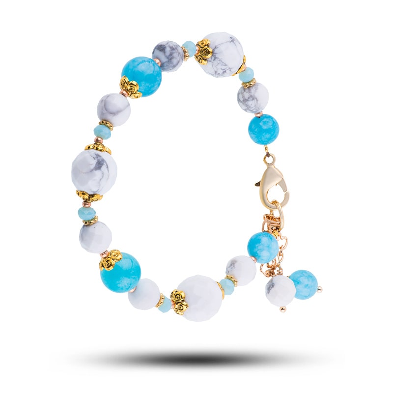 Браслет из агата и кахолонга "Блонди"