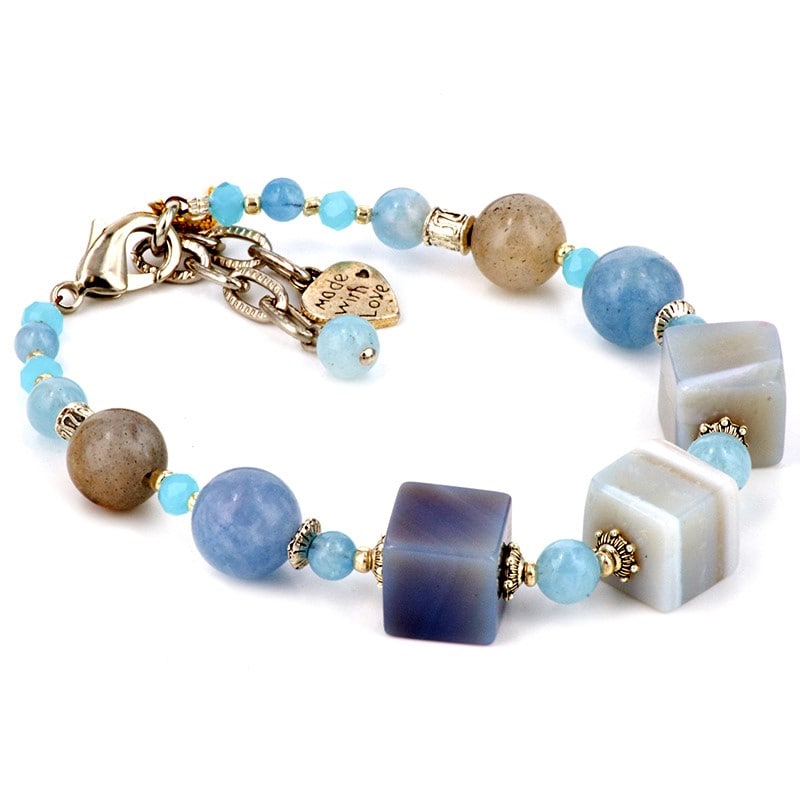 Браслет из агата и аквамарина