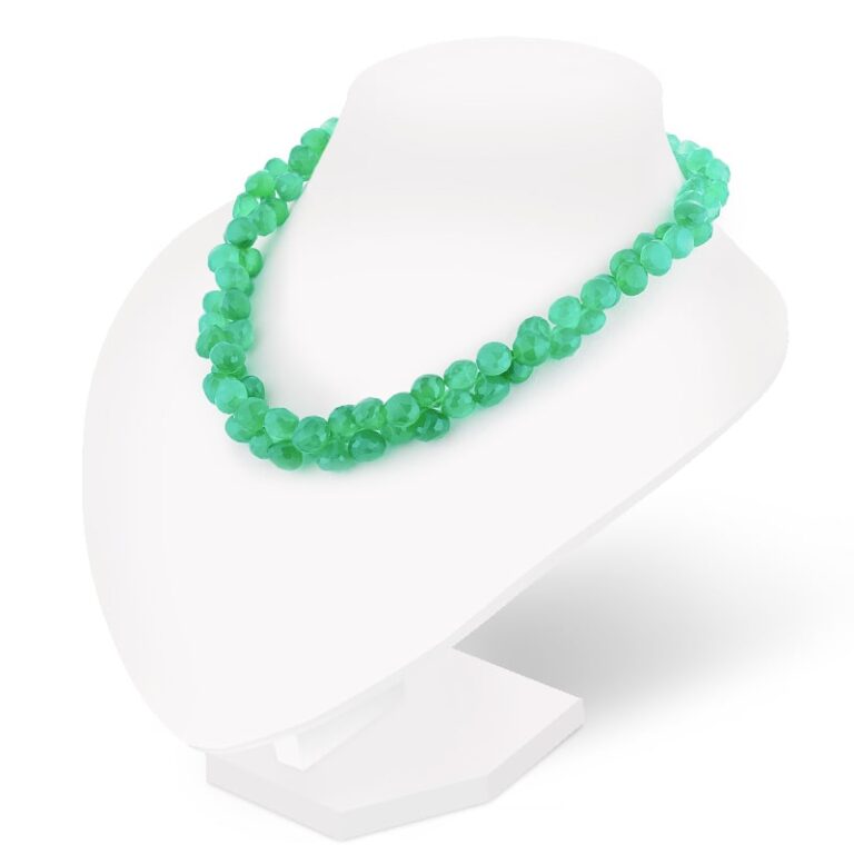 Колье "Лук", камень зеленый оникс