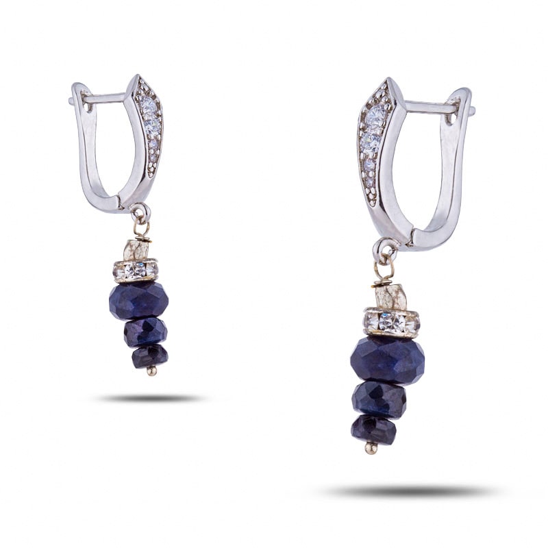 Серьги серебряные с камнем сапфир