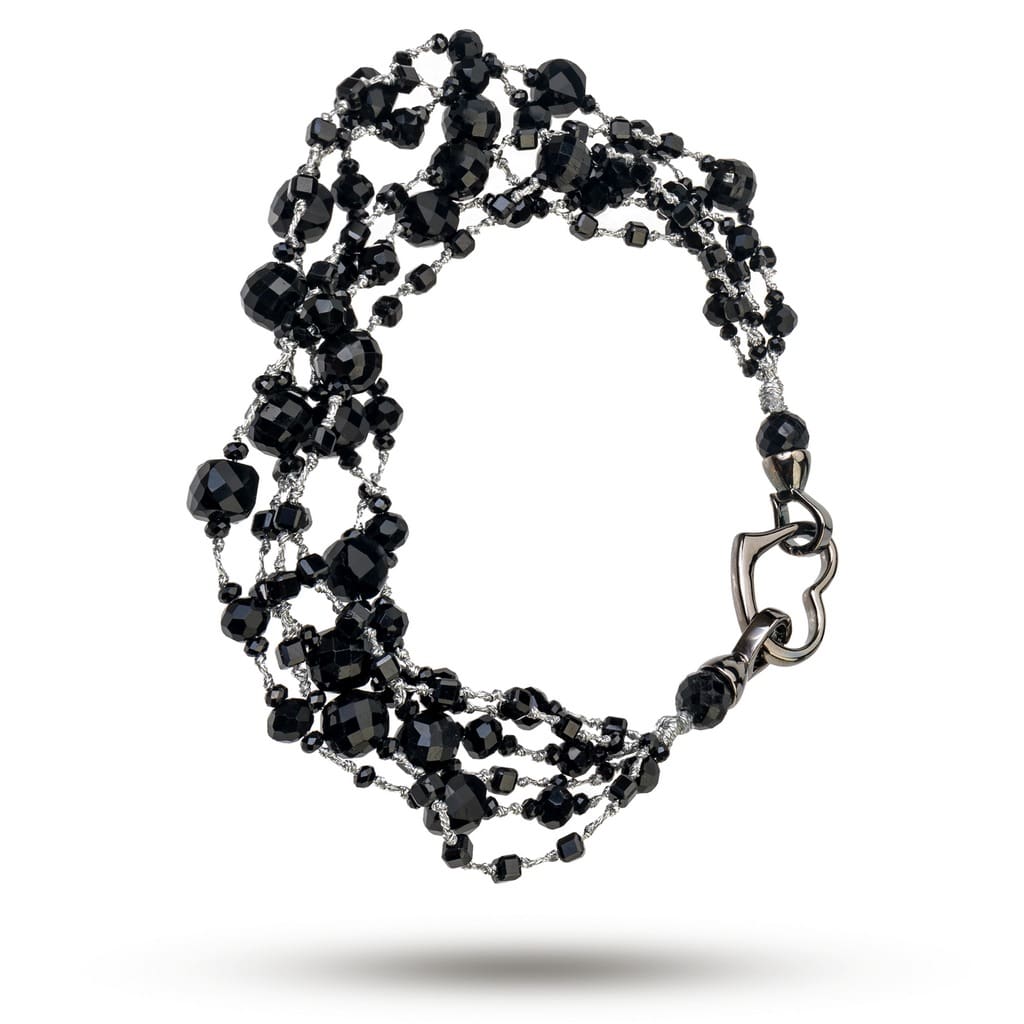 Браслет из камня турмалин шерл, нить из серебра