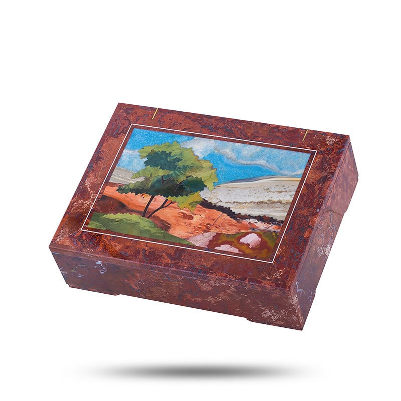 Ларец "Лето в горах" из камней яшма, виолан