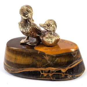 Фигурка "Две утки", камень тигровый глаз