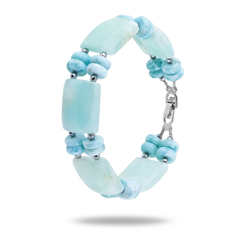 Браслет "Илона", камни ларимар, пирит