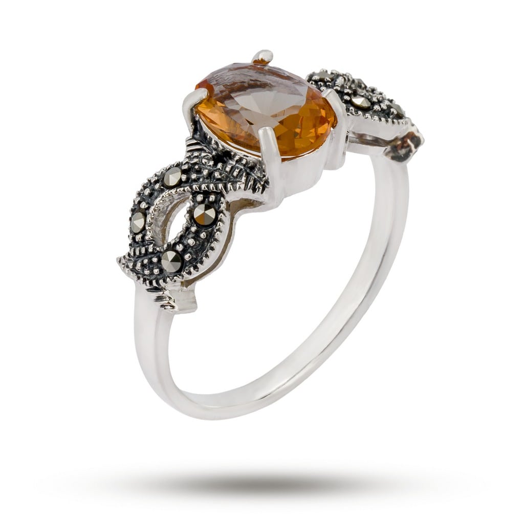 Кольцо султанит ов. марказит